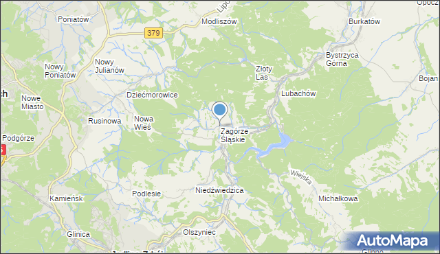 mapa Zagórze Śląskie, Zagórze Śląskie na mapie Targeo